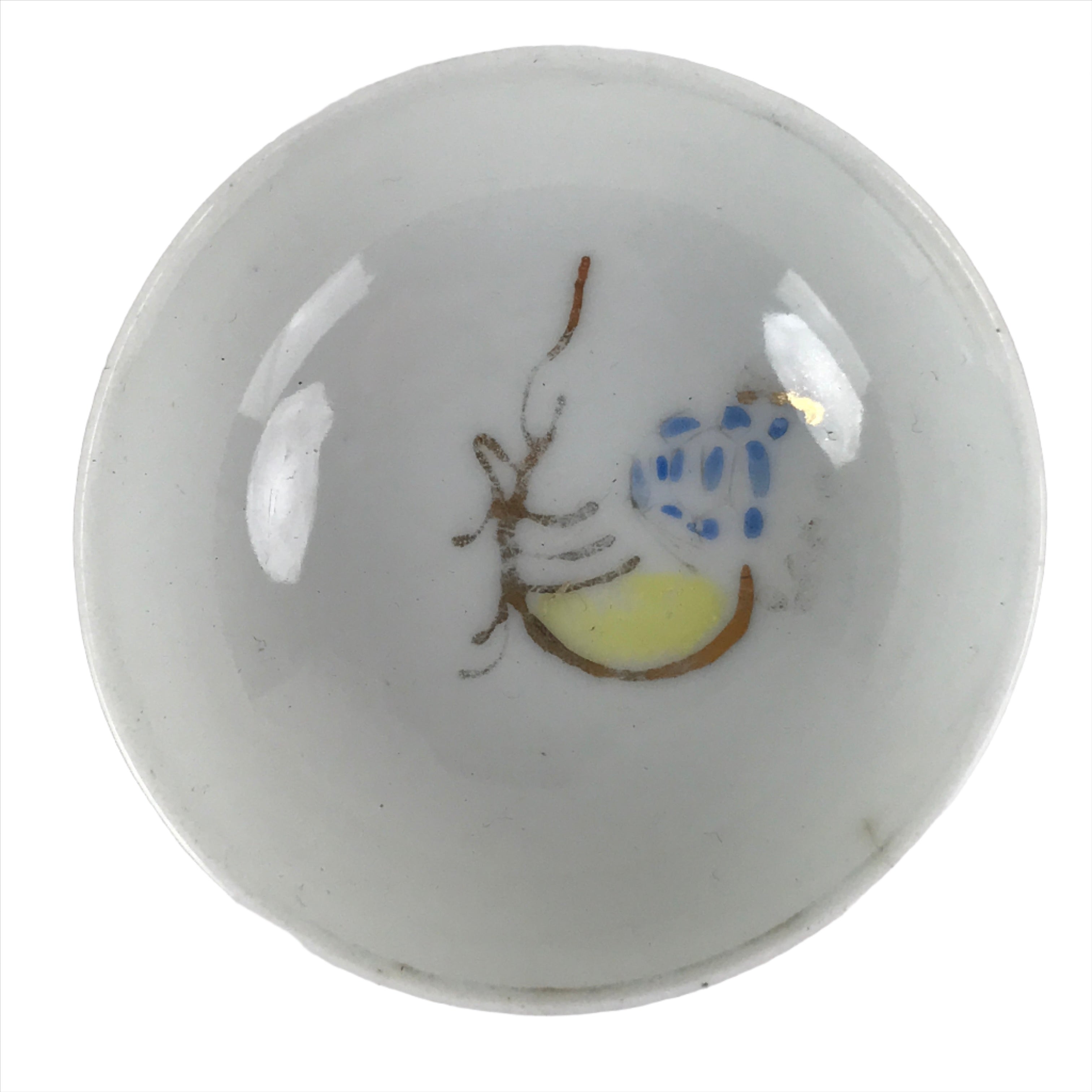Japanese Porcelain Sake Cup Vtg Sakazuki Guinomi Minogame Turtle White Gold G258