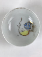 Japanese Porcelain Sake Cup Vtg Sakazuki Guinomi Minogame Turtle White Gold G259
