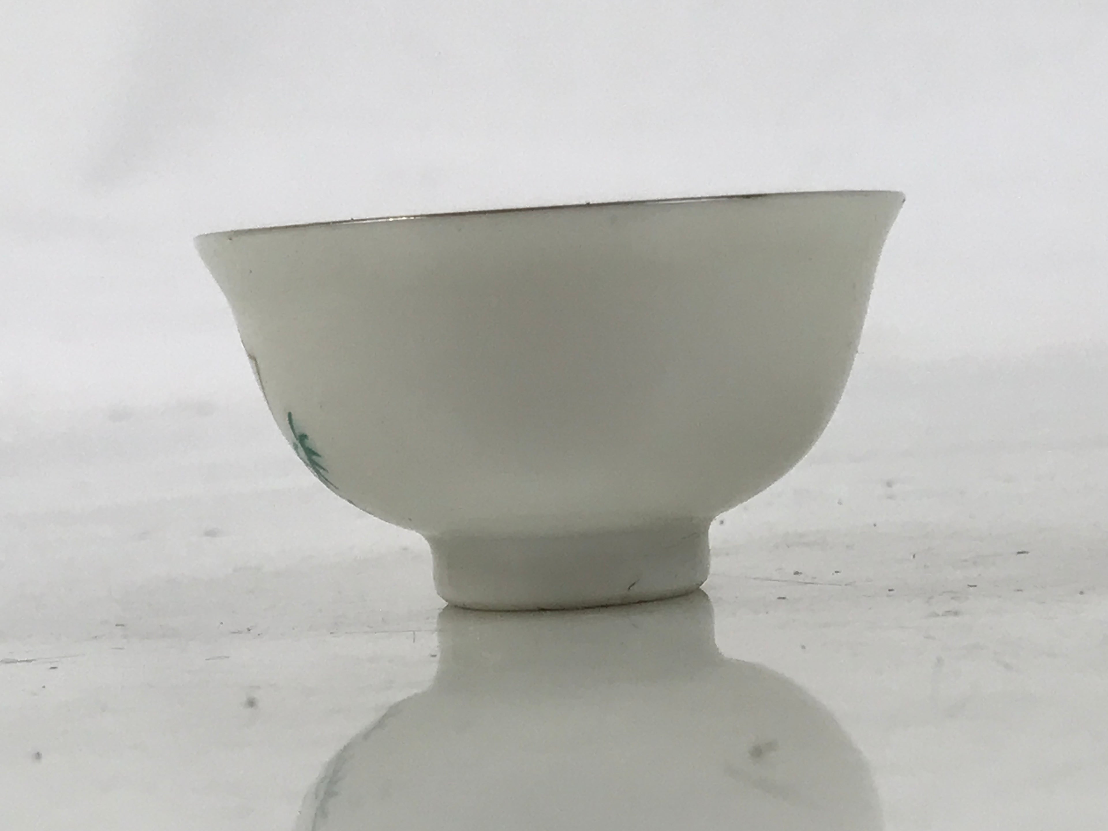 Japanese Porcelain Sake Cup Vtg Tsubomi Ochoko Folding Fan Shochikubai Bird G295