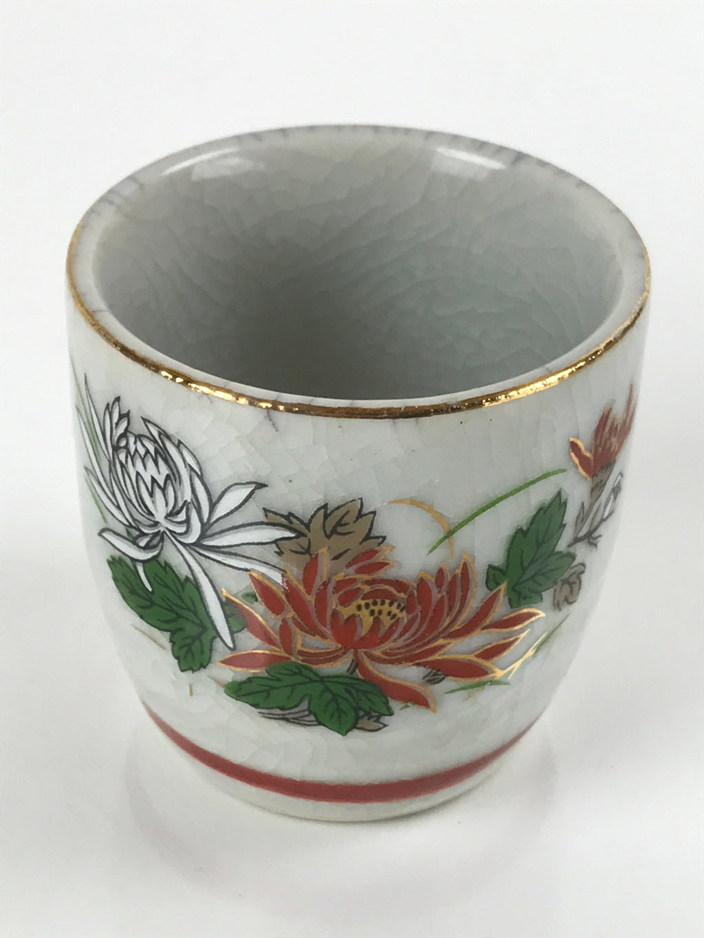Japanese Porcelain Sake Cup Vtg Tsubomi Ochoko Guinomi Chrysanthemum Kiku G213