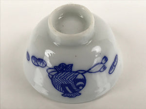Japanese Porcelain Sake Cup Vtg Tsubomi Ochoko Guinomi Lucky Hammer Blue G180
