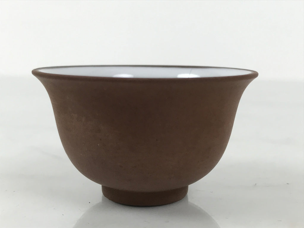 Japanese Porcelain Sake Cup Vtg Tsubomi Ochoko Guinomi Matte Brown White G303