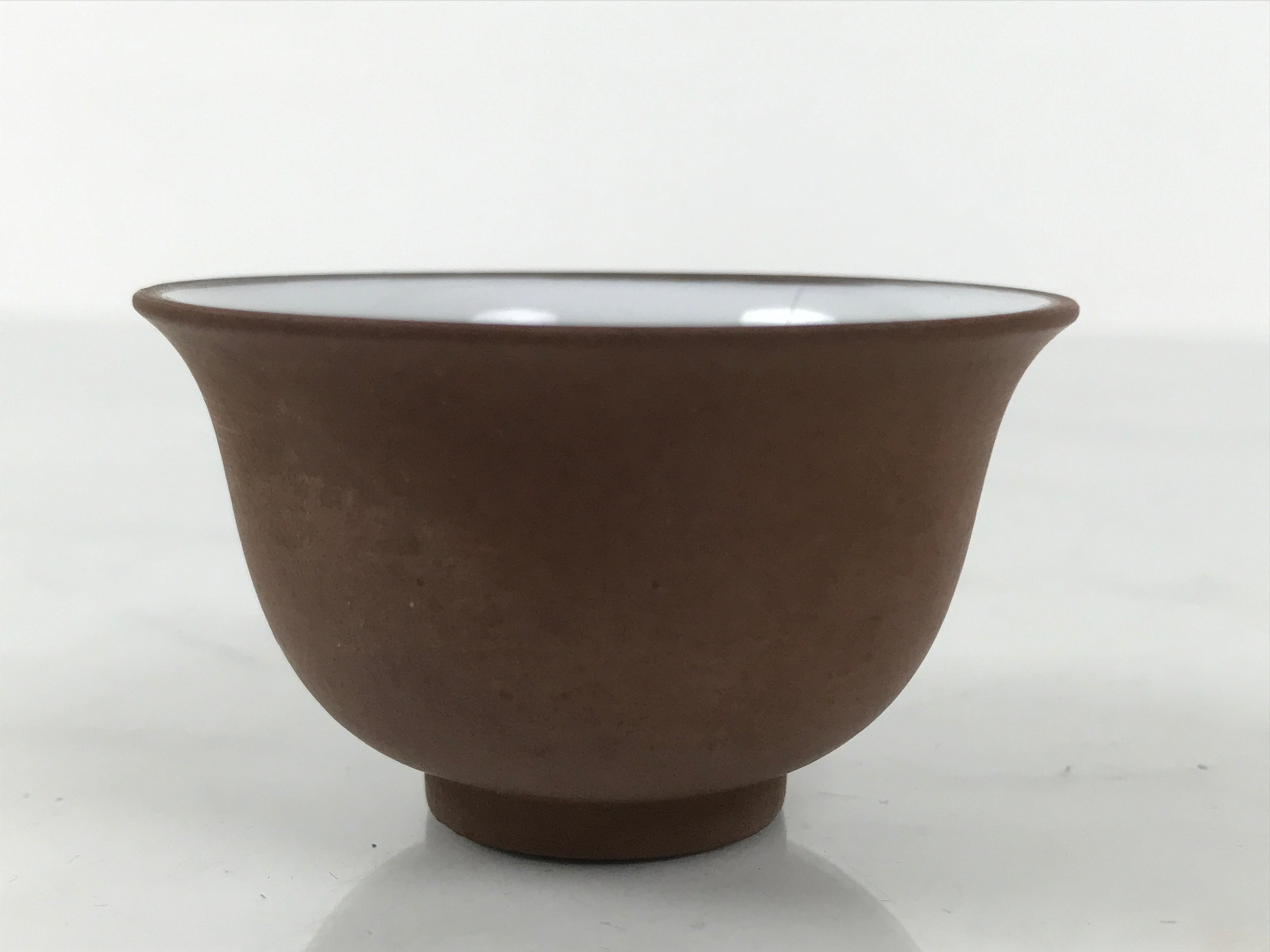 Japanese Porcelain Sake Cup Vtg Tsubomi Ochoko Guinomi Matte Brown White G303