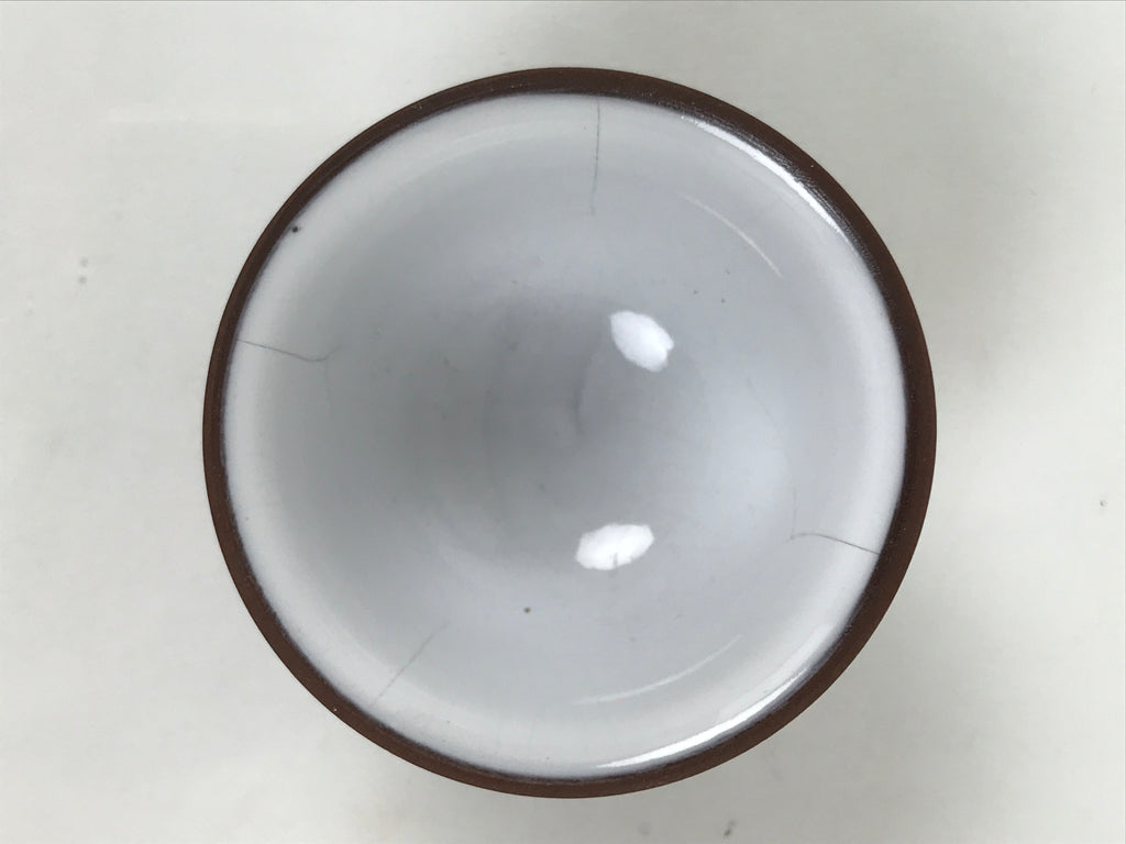 Japanese Porcelain Sake Cup Vtg Tsubomi Ochoko Guinomi Matte Brown White G303