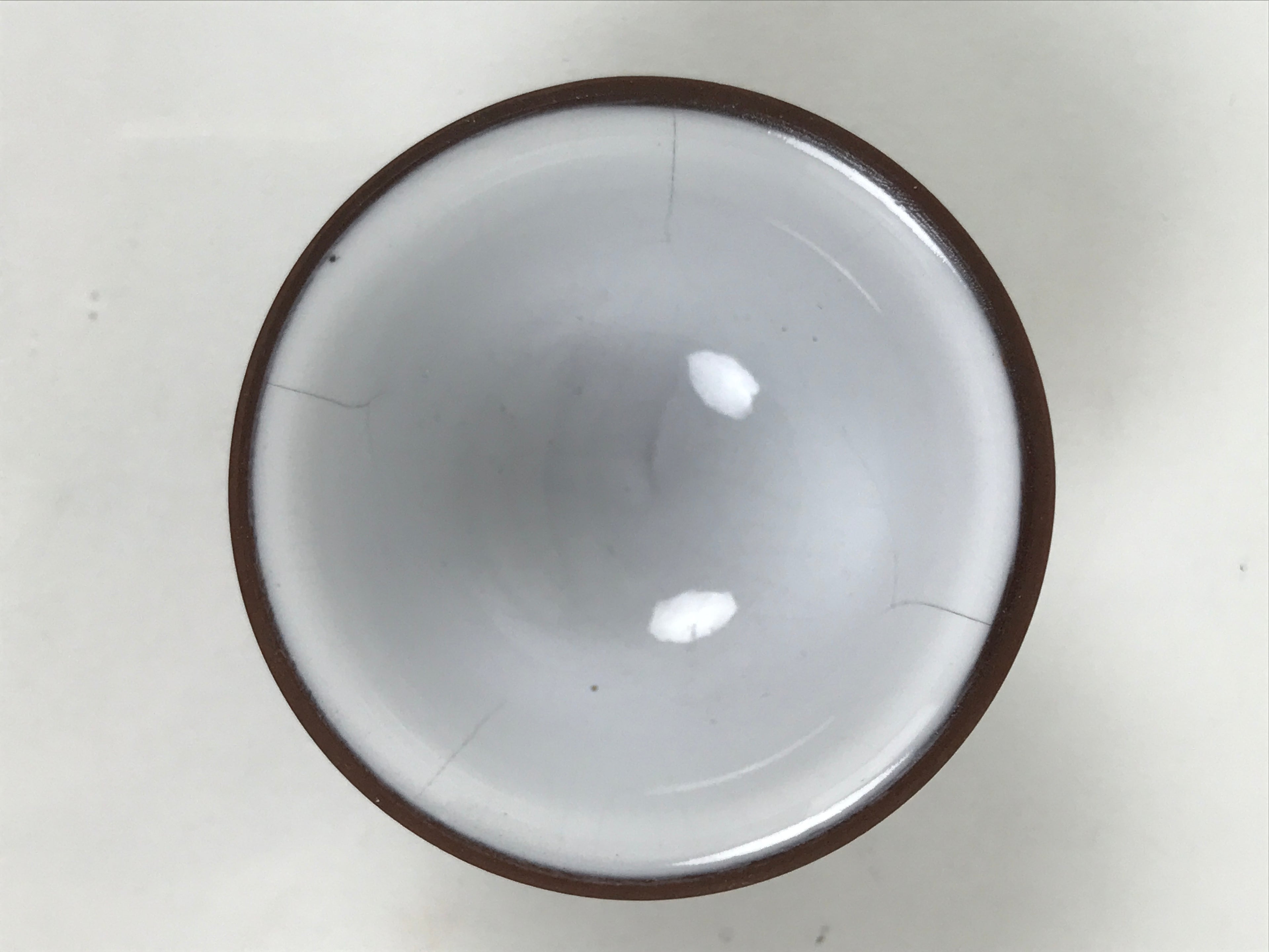 Japanese Porcelain Sake Cup Vtg Tsubomi Ochoko Guinomi Matte Brown White G303