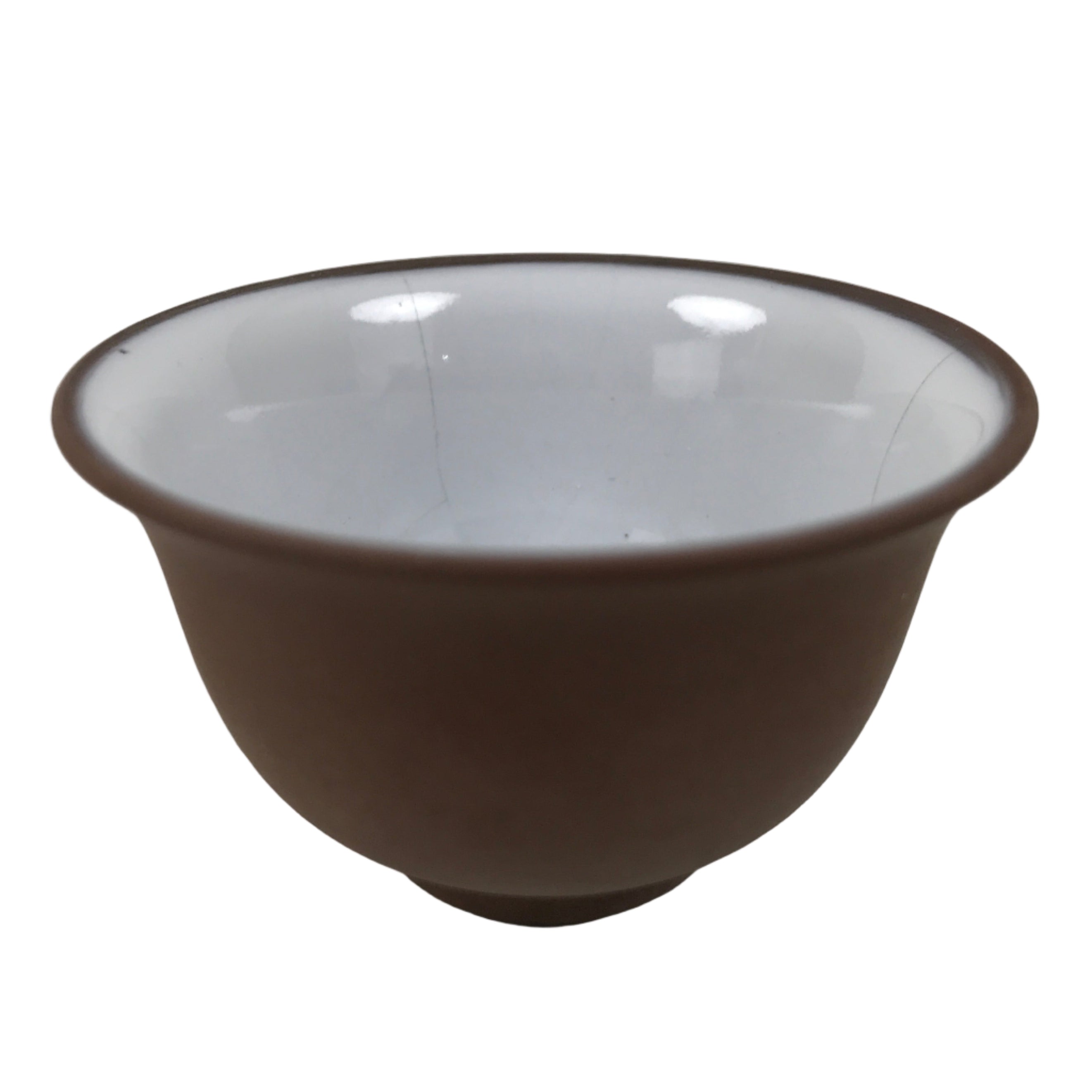 Japanese Porcelain Sake Cup Vtg Tsubomi Ochoko Guinomi Matte Brown White G303
