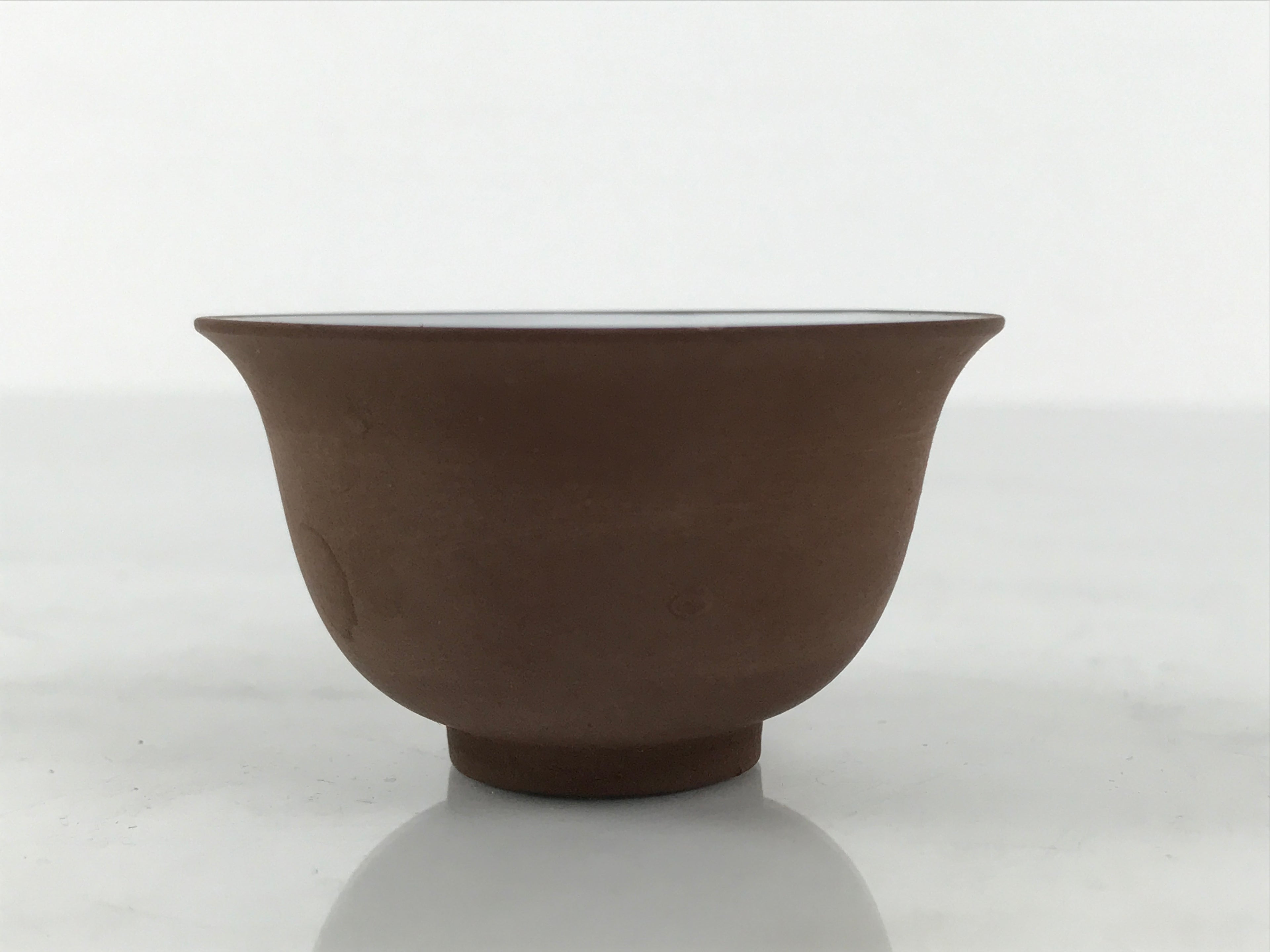 Japanese Porcelain Sake Cup Vtg Tsubomi Ochoko Guinomi Matte Brown White G304