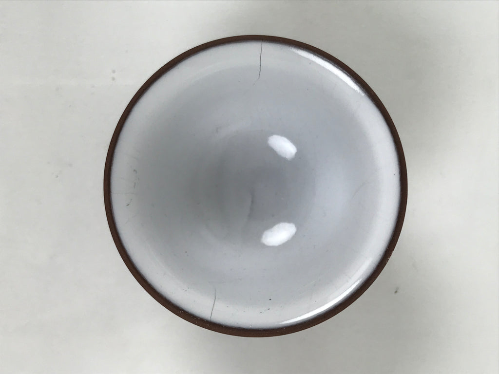 Japanese Porcelain Sake Cup Vtg Tsubomi Ochoko Guinomi Matte Brown White G304