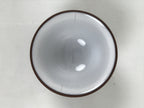 Japanese Porcelain Sake Cup Vtg Tsubomi Ochoko Guinomi Matte Brown White G304