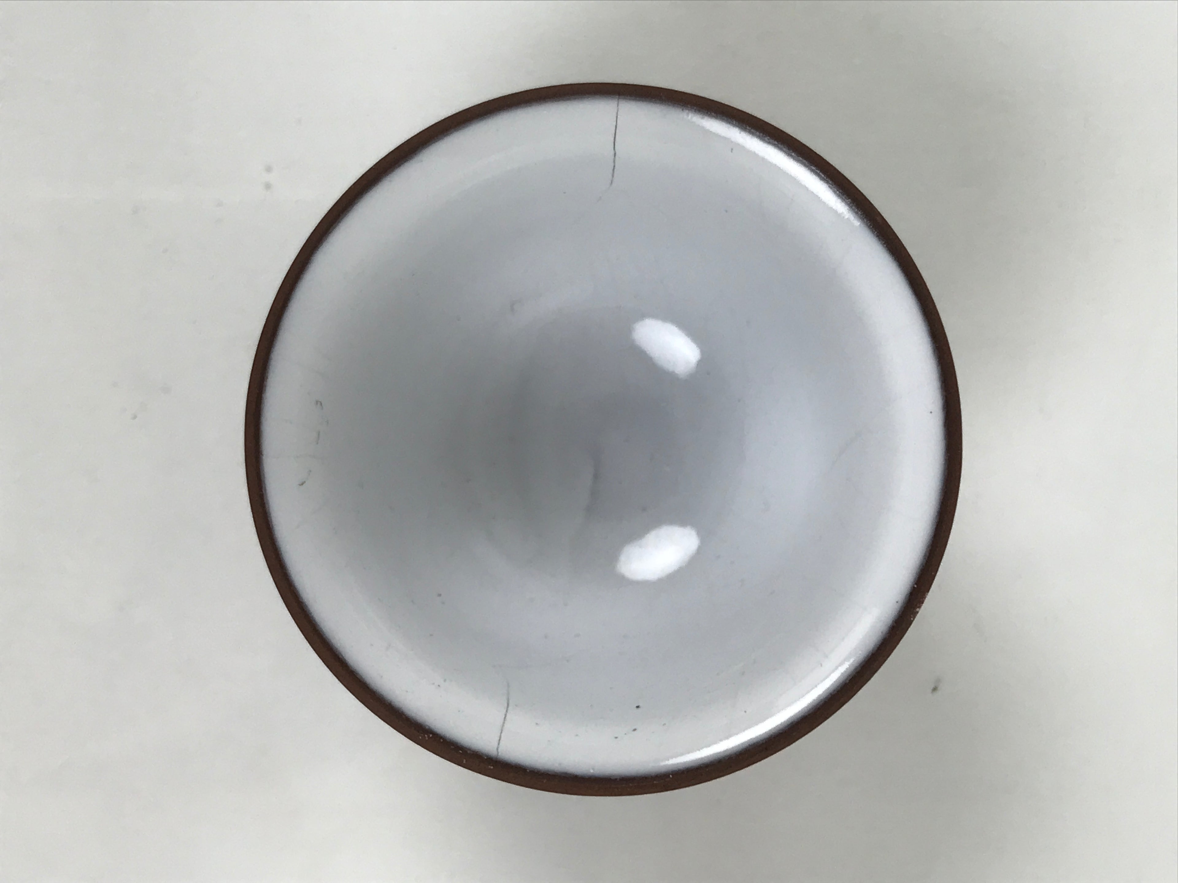 Japanese Porcelain Sake Cup Vtg Tsubomi Ochoko Guinomi Matte Brown White G304