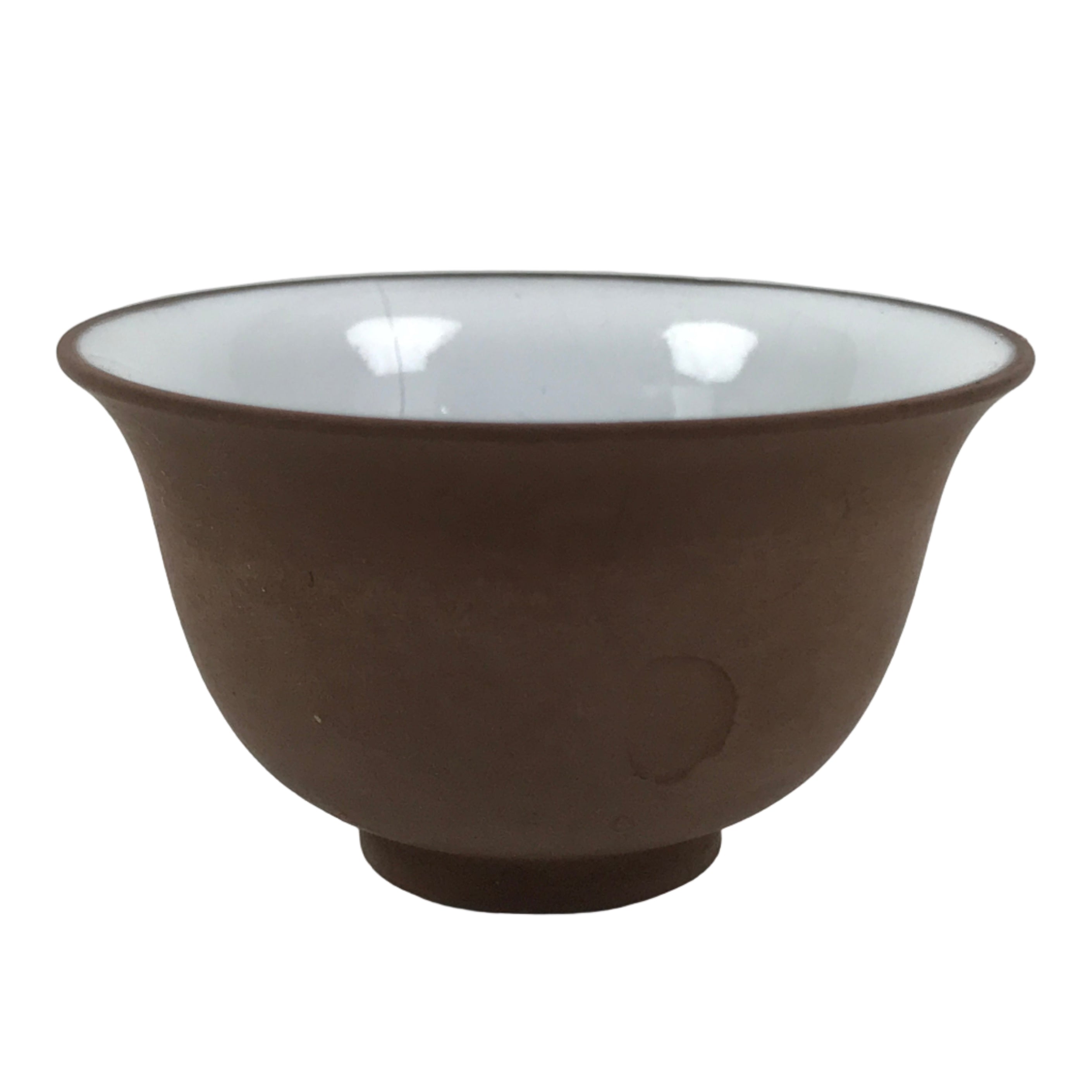 Japanese Porcelain Sake Cup Vtg Tsubomi Ochoko Guinomi Matte Brown White G304