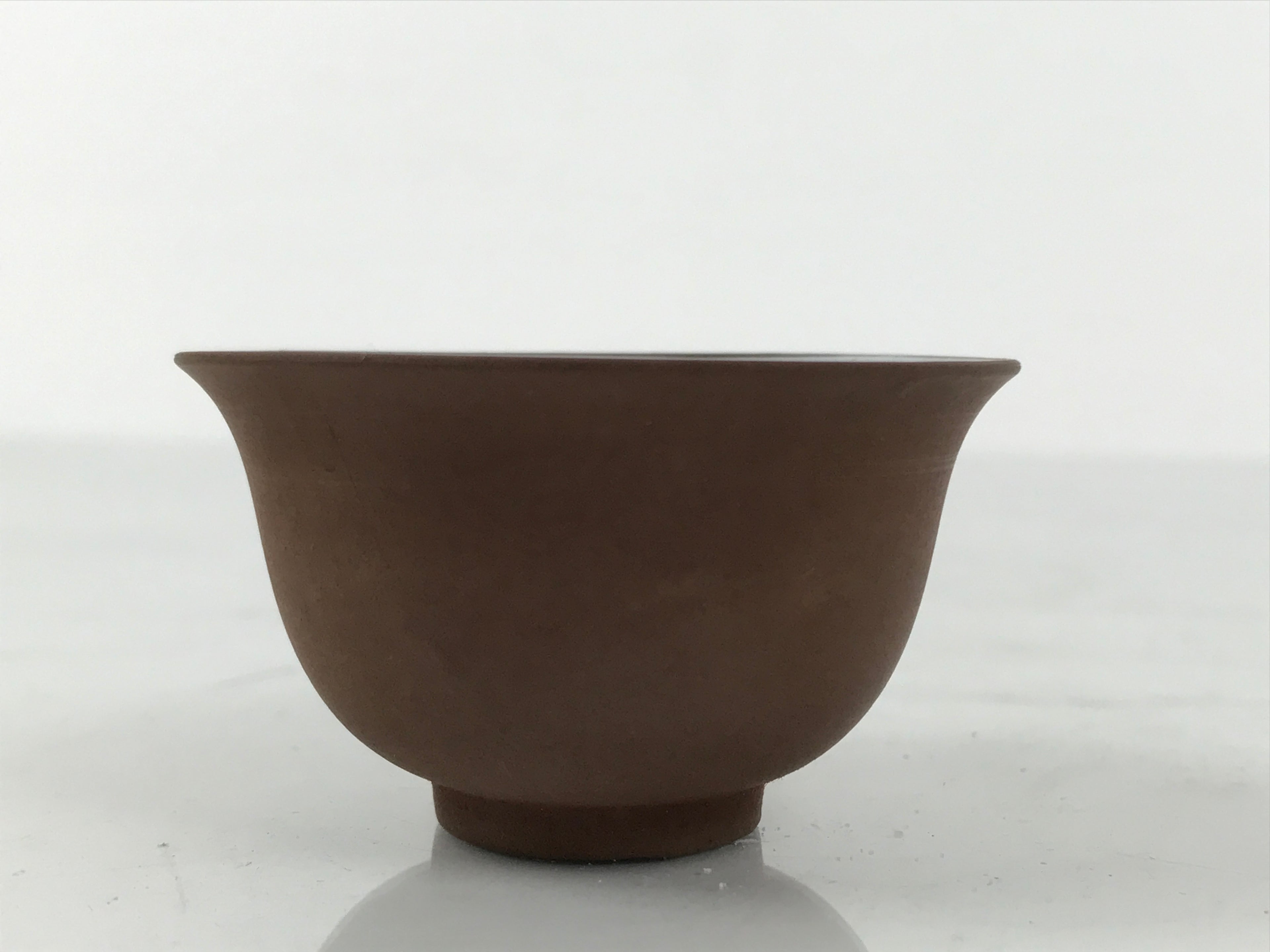 Japanese Porcelain Sake Cup Vtg Tsubomi Ochoko Guinomi Matte Brown White G305