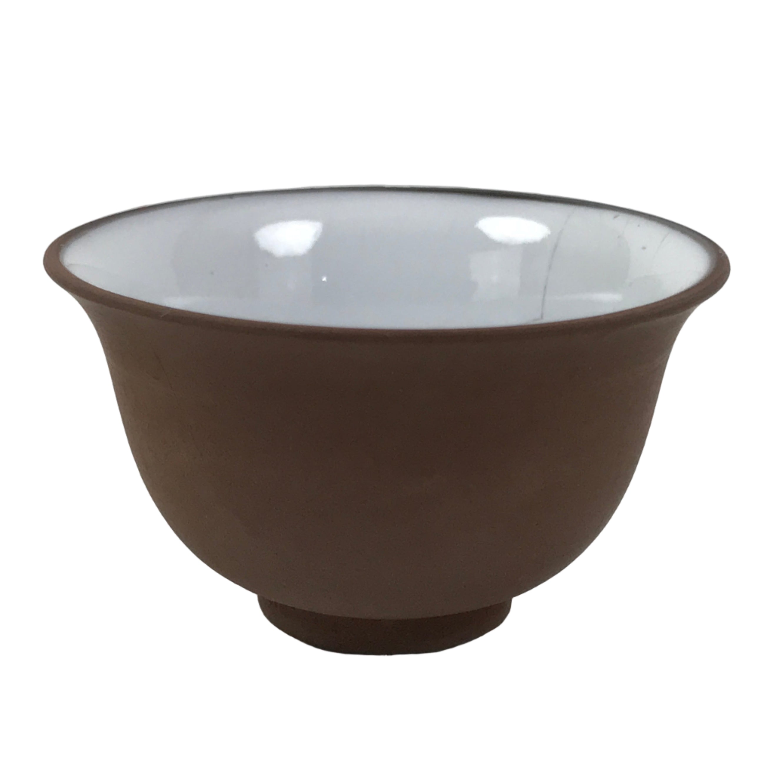 Japanese Porcelain Sake Cup Vtg Tsubomi Ochoko Guinomi Matte Brown White G305