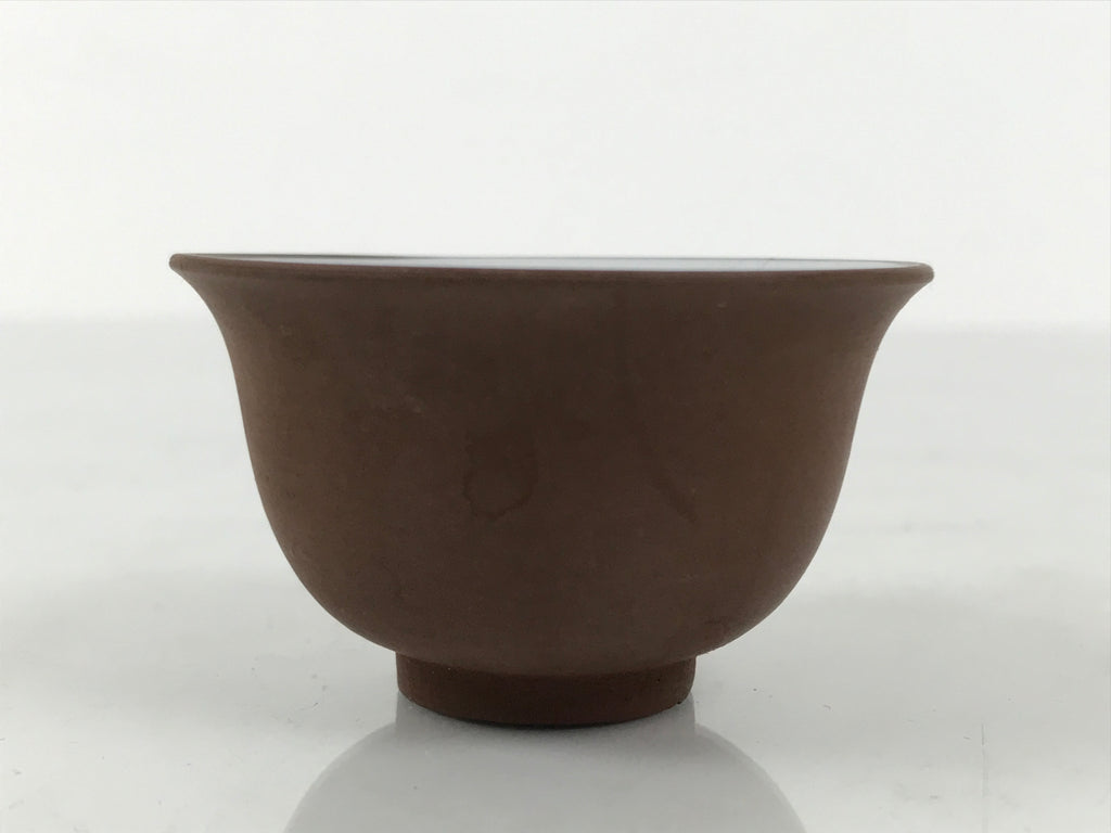 Japanese Porcelain Sake Cup Vtg Tsubomi Ochoko Guinomi Matte Brown White G306