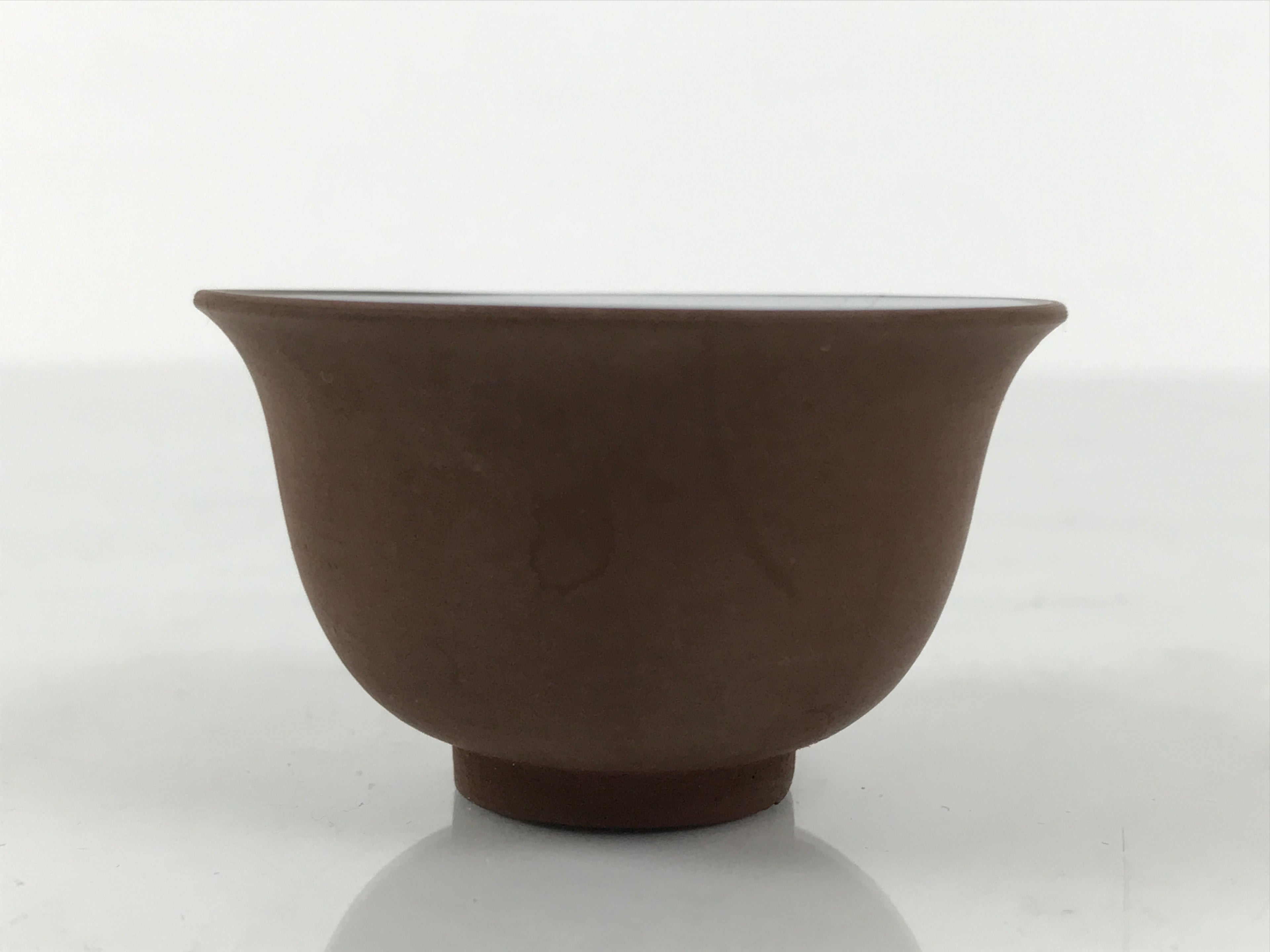 Japanese Porcelain Sake Cup Vtg Tsubomi Ochoko Guinomi Matte Brown White G306