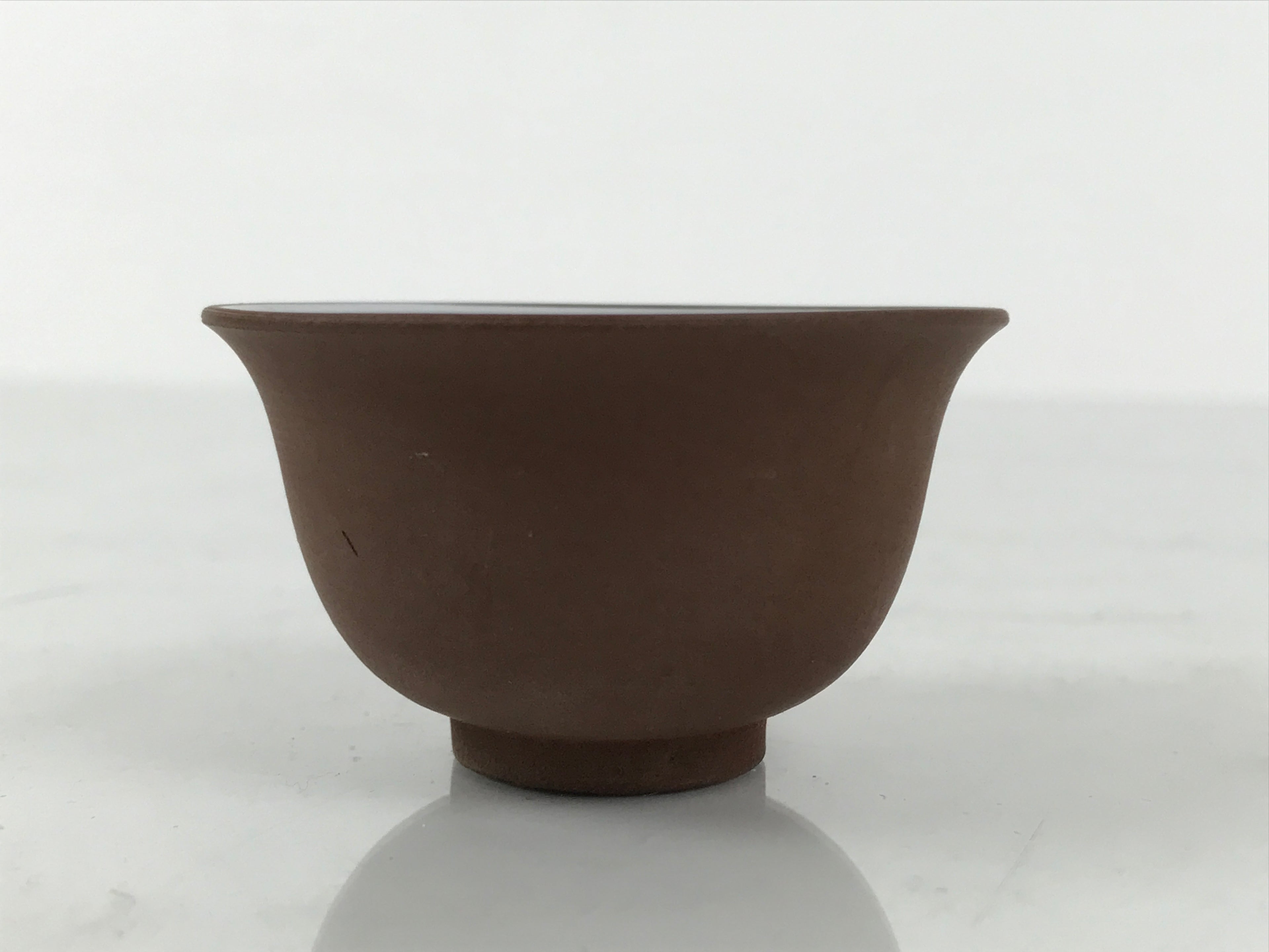 Japanese Porcelain Sake Cup Vtg Tsubomi Ochoko Guinomi Matte Brown White G306