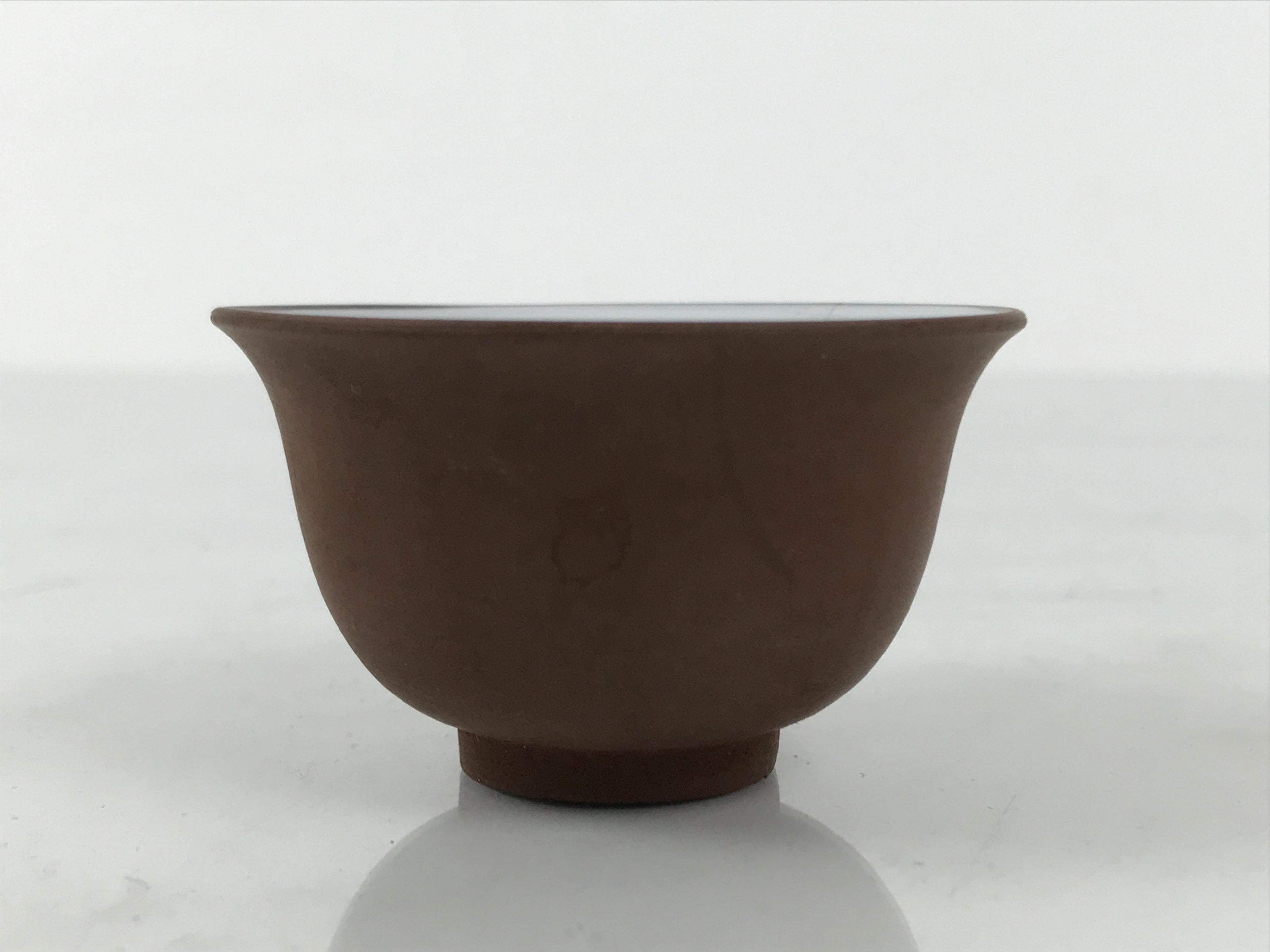 Japanese Porcelain Sake Cup Vtg Tsubomi Ochoko Guinomi Matte Brown White G306
