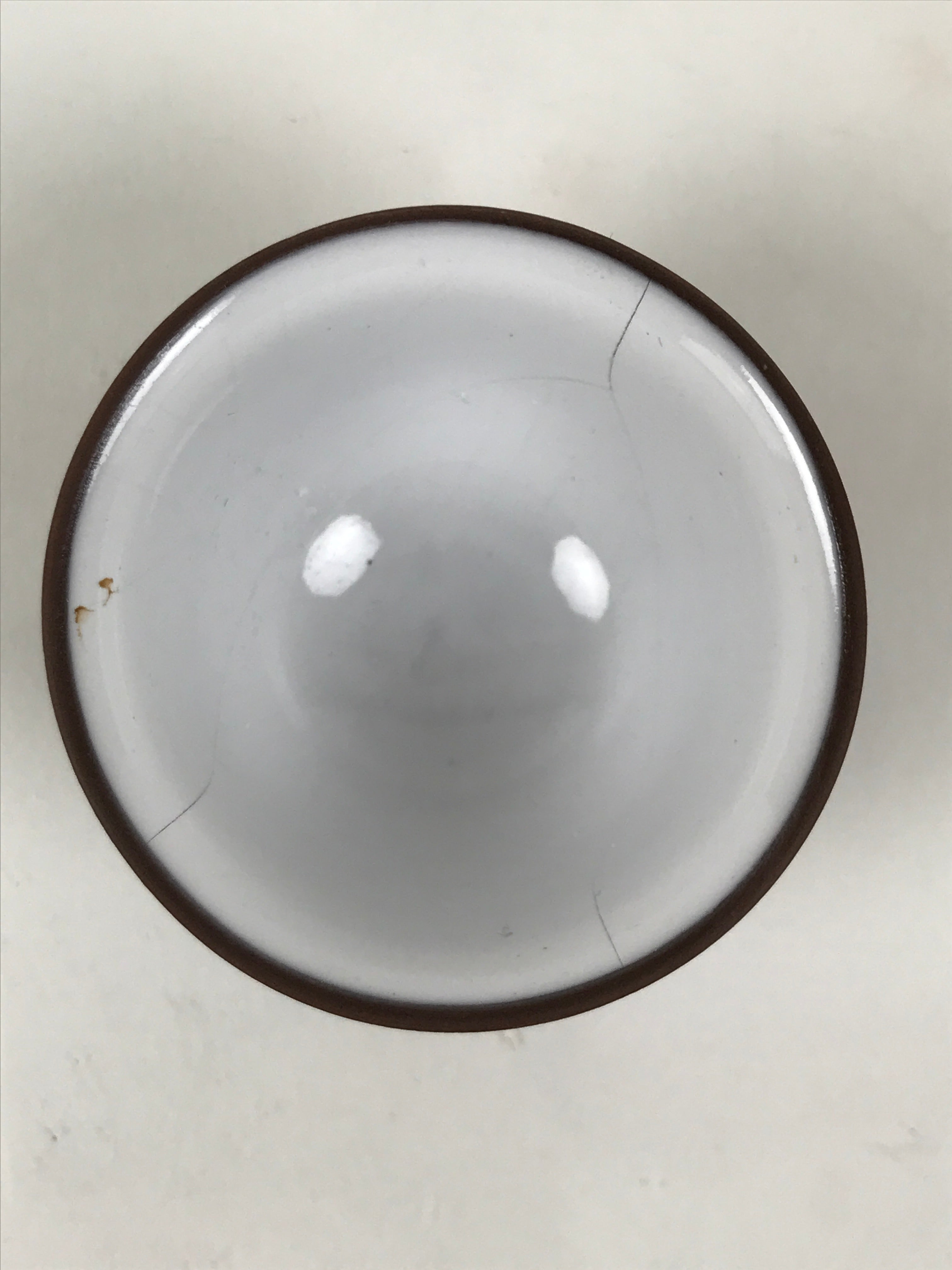 Japanese Porcelain Sake Cup Vtg Tsubomi Ochoko Guinomi Matte Brown White G306