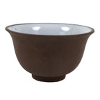 Japanese Porcelain Sake Cup Vtg Tsubomi Ochoko Guinomi Matte Brown White G306