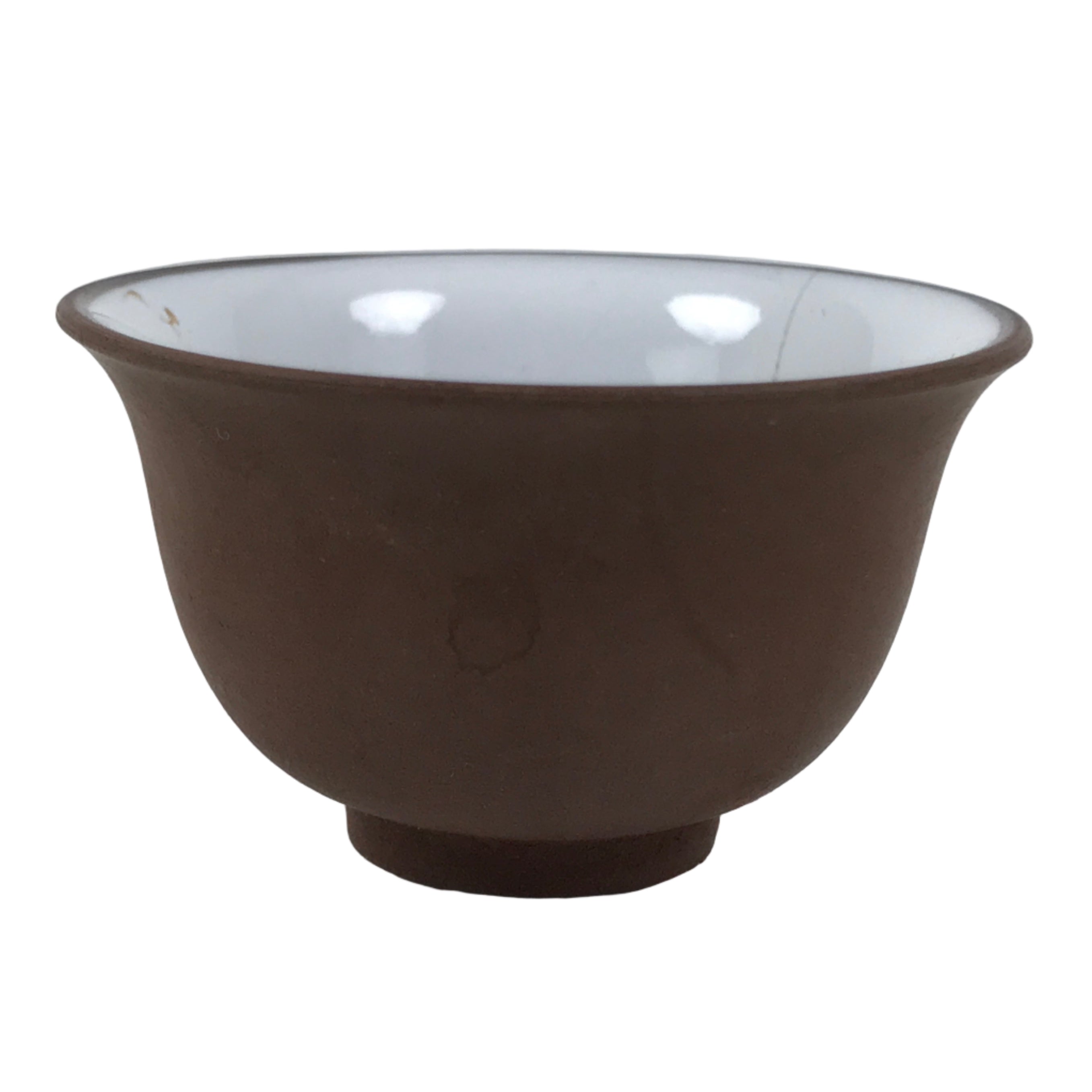 Japanese Porcelain Sake Cup Vtg Tsubomi Ochoko Guinomi Matte Brown White G306