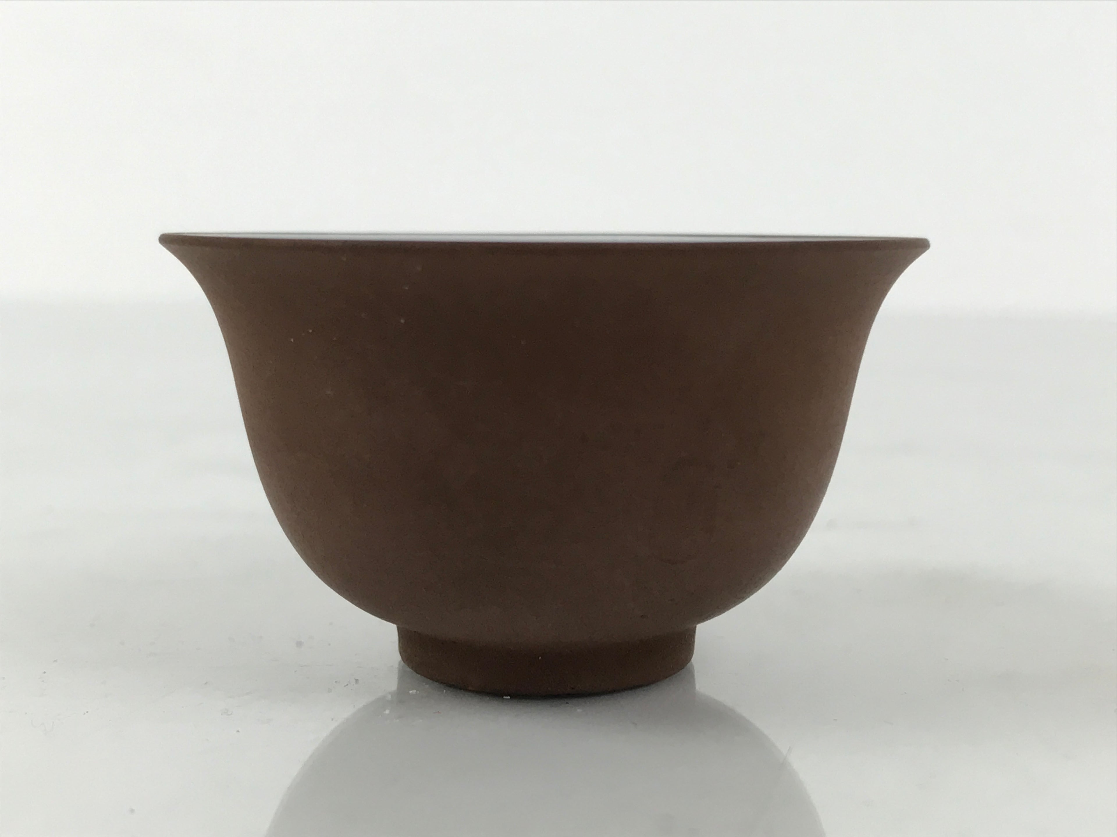 Japanese Porcelain Sake Cup Vtg Tsubomi Ochoko Guinomi Matte Brown White G307