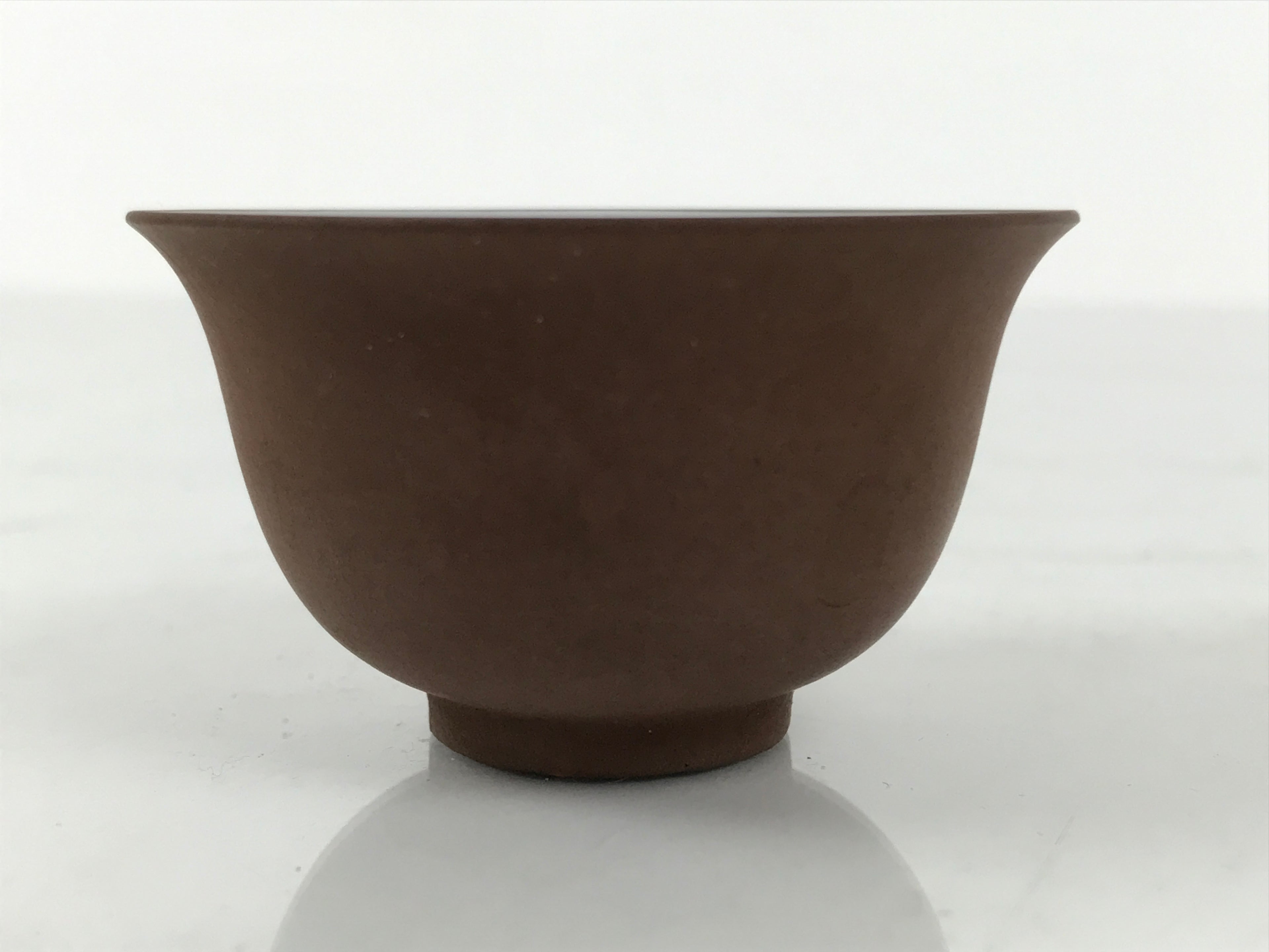 Japanese Porcelain Sake Cup Vtg Tsubomi Ochoko Guinomi Matte Brown White G307