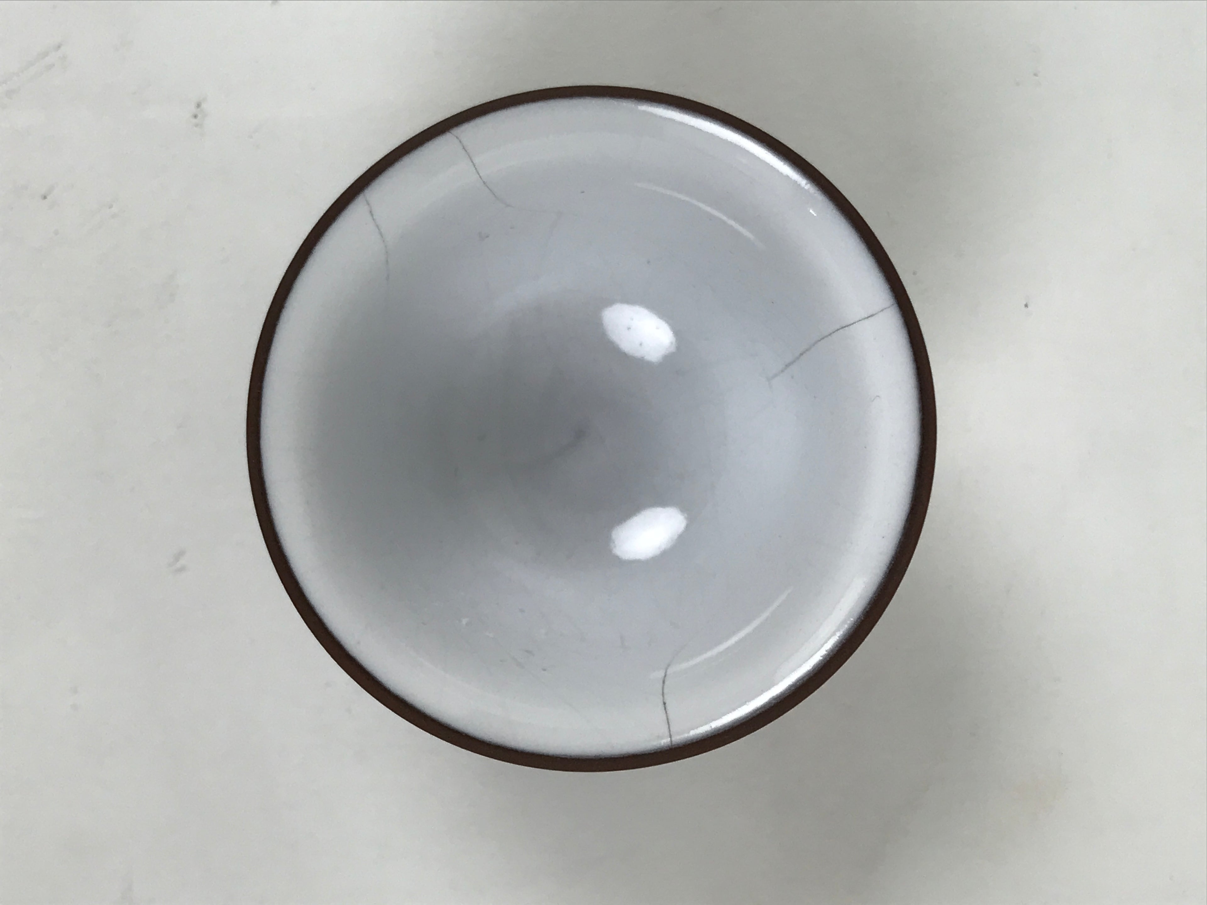 Japanese Porcelain Sake Cup Vtg Tsubomi Ochoko Guinomi Matte Brown White G307