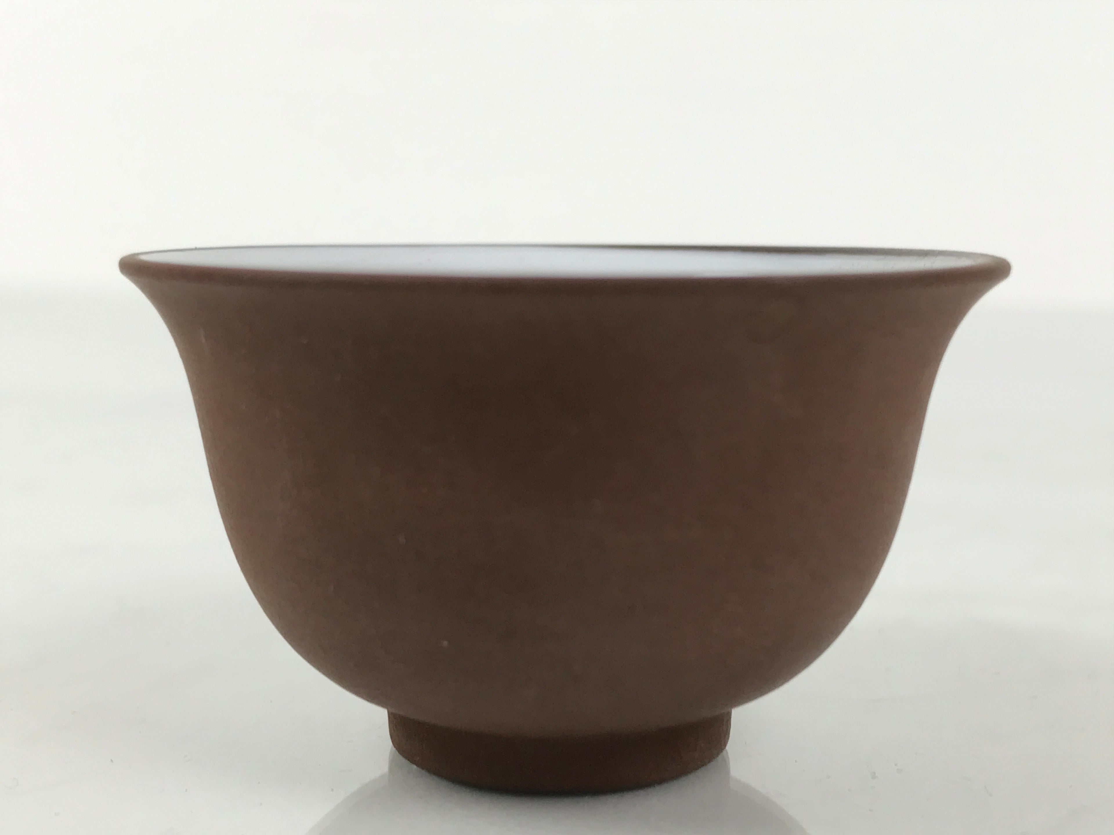 Japanese Porcelain Sake Cup Vtg Tsubomi Ochoko Guinomi Matte Brown White G308