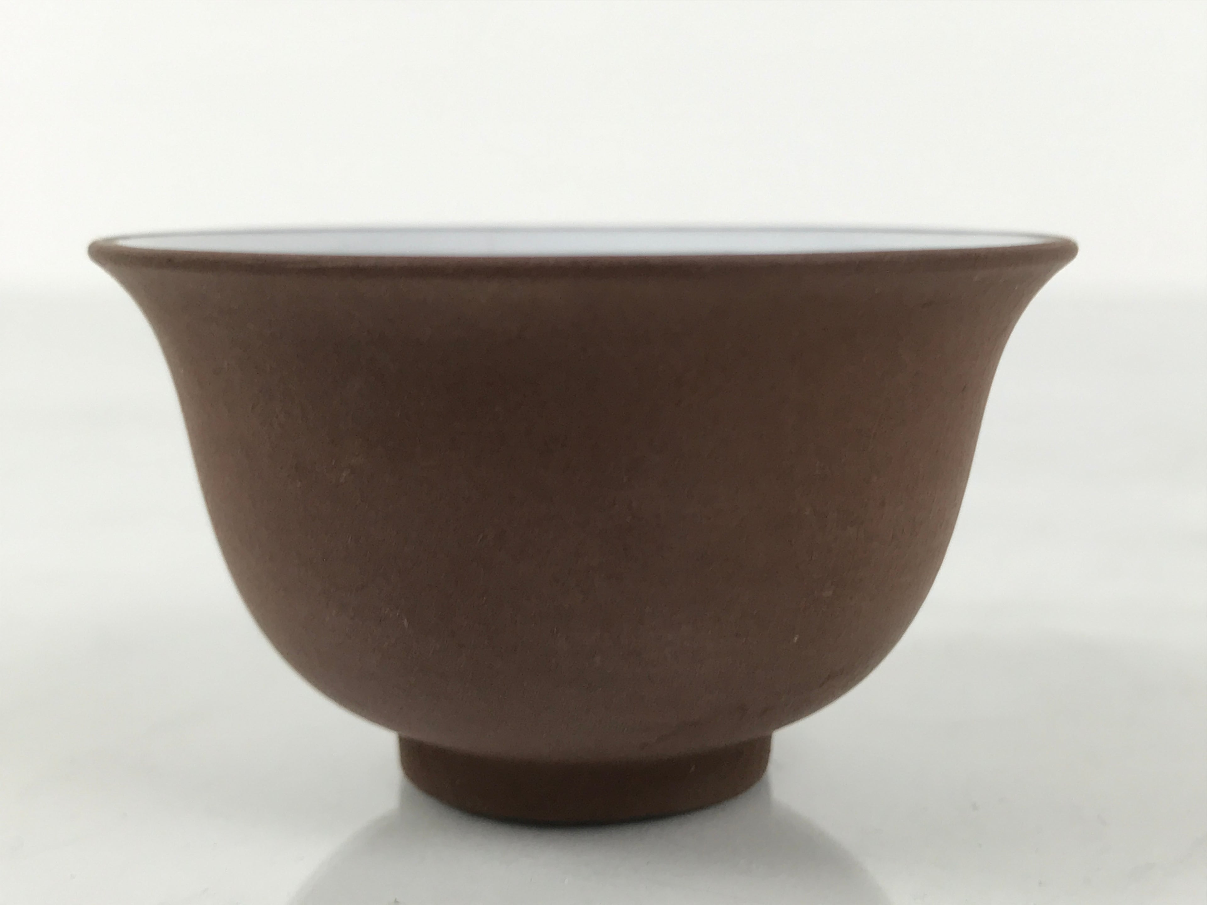 Japanese Porcelain Sake Cup Vtg Tsubomi Ochoko Guinomi Matte Brown White G308