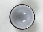Japanese Porcelain Sake Cup Vtg Tsubomi Ochoko Guinomi Matte Brown White G308