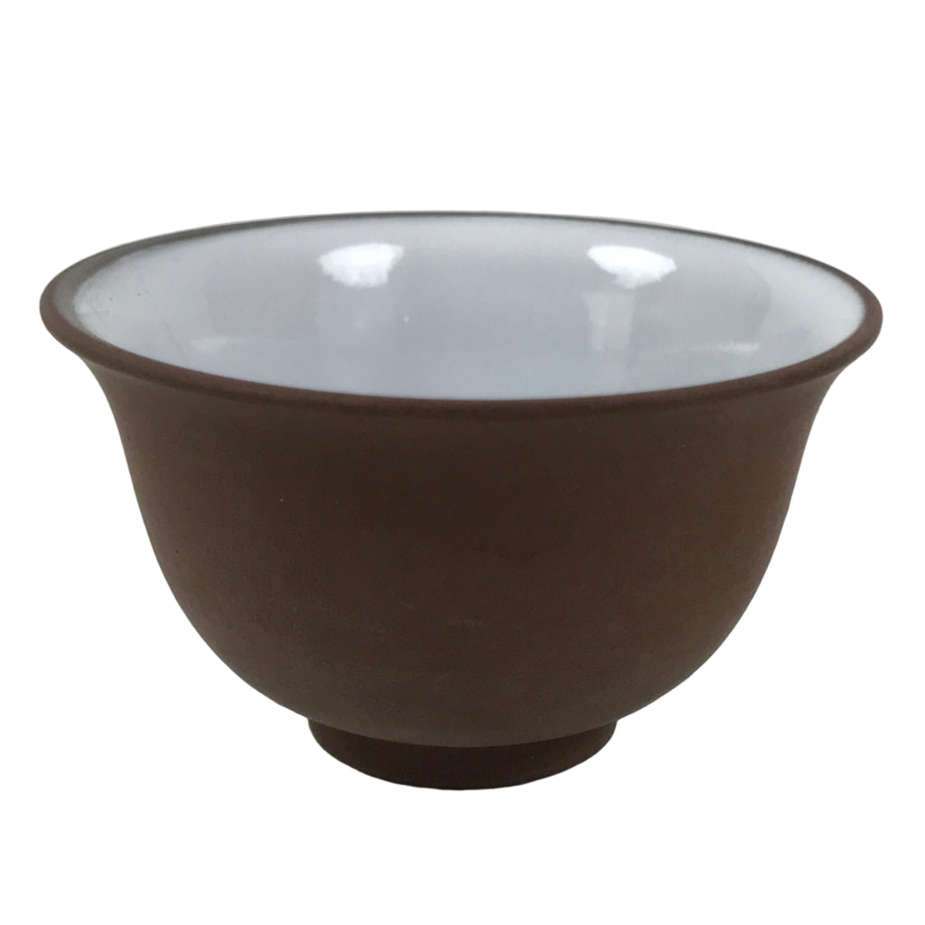 Japanese Porcelain Sake Cup Vtg Tsubomi Ochoko Guinomi Matte Brown White G308