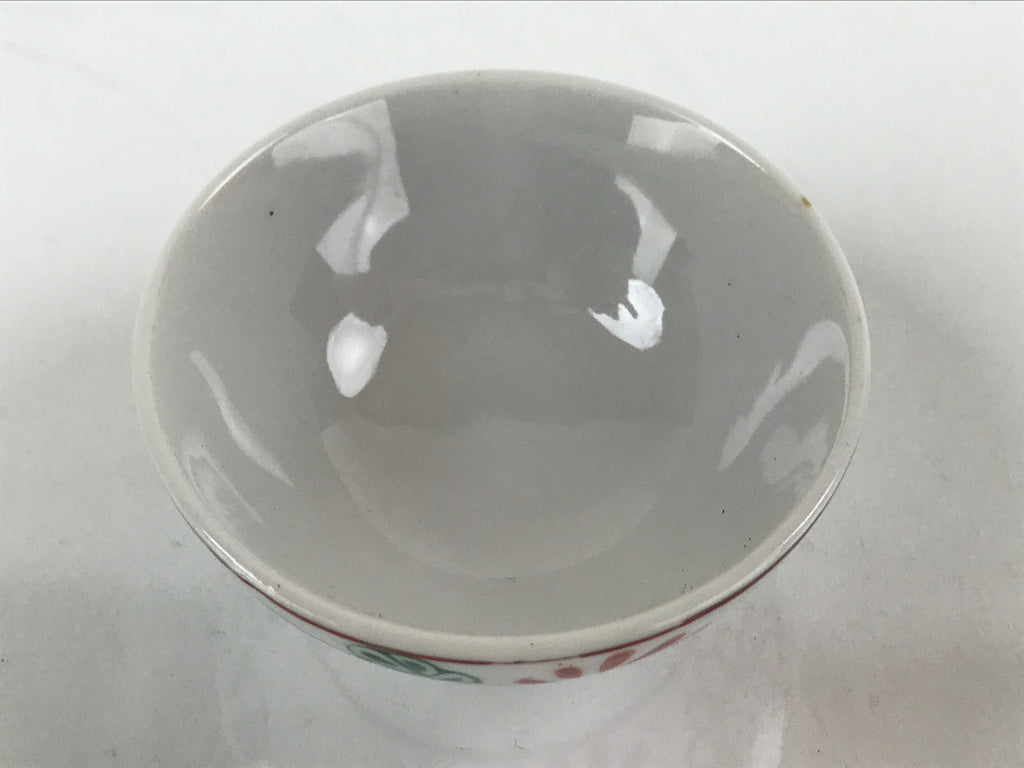 Japanese Porcelain Sake Cup Vtg Tsubomi Ochoko Guinomi Red Chrysanthemum QT157