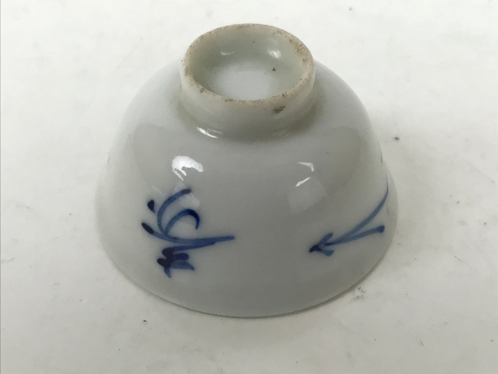 Japanese Porcelain Sake Cup Vtg Tsubomi Ochoko Guinomi Red Kanji Blue Pine G296