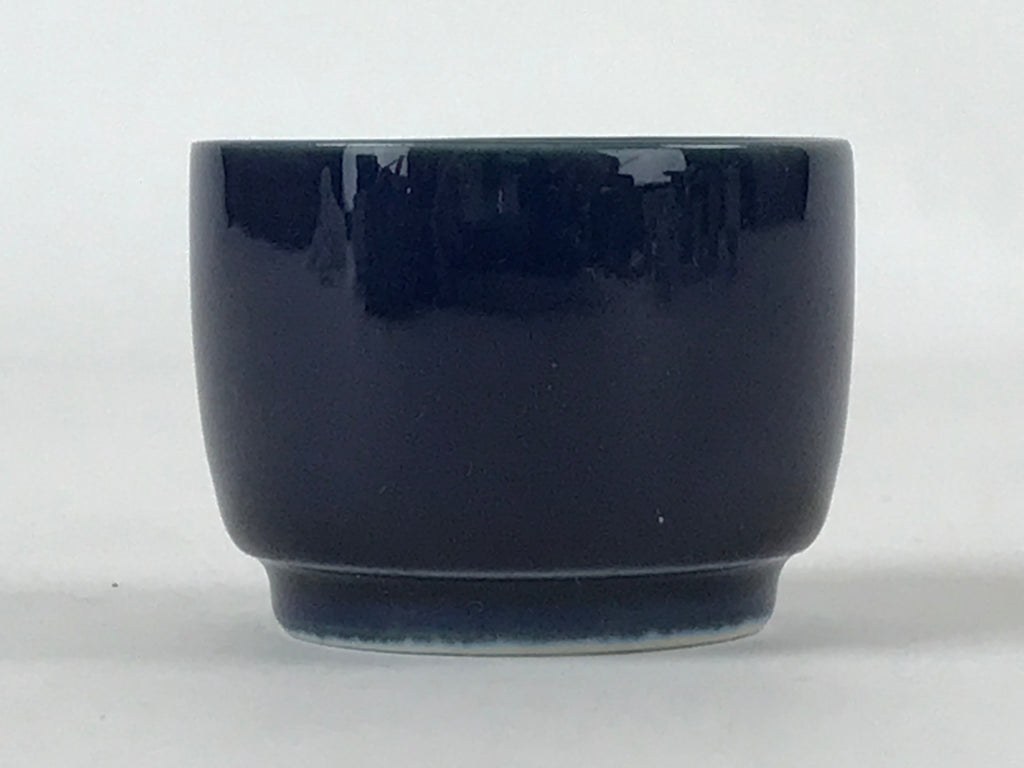 Japanese Porcelain Sake Cup Vtg Tsubomi Ochoko Guinomi Simple Dark Blue G130