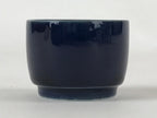 Japanese Porcelain Sake Cup Vtg Tsubomi Ochoko Guinomi Simple Dark Blue G130