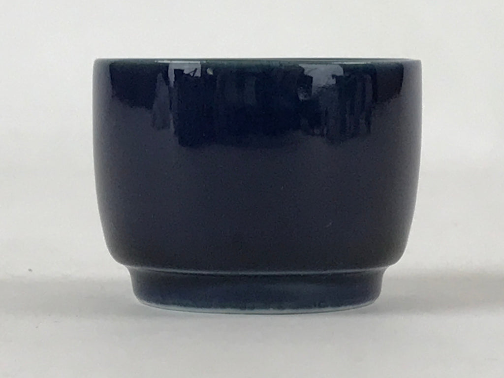 Japanese Porcelain Sake Cup Vtg Tsubomi Ochoko Guinomi Simple Dark Blue G130