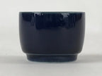 Japanese Porcelain Sake Cup Vtg Tsubomi Ochoko Guinomi Simple Dark Blue G130