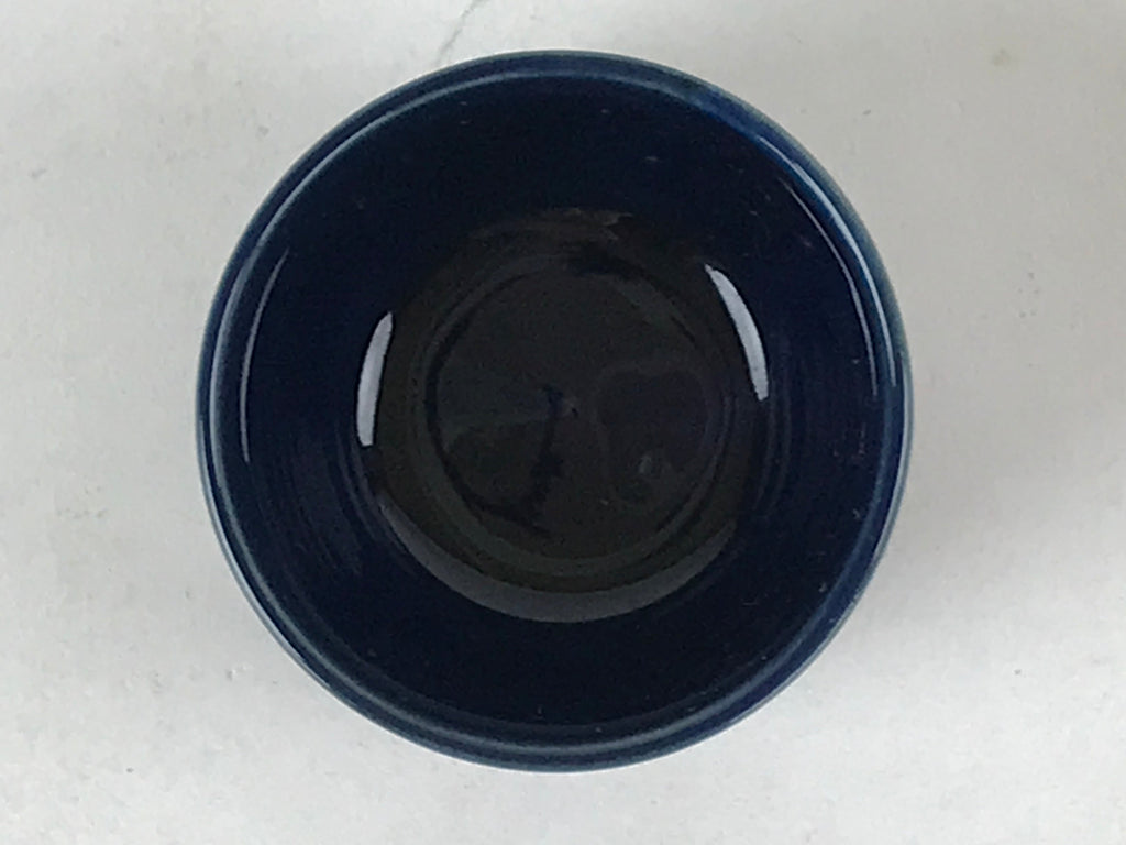 Japanese Porcelain Sake Cup Vtg Tsubomi Ochoko Guinomi Simple Dark Blue G130