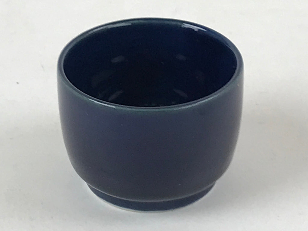 Japanese Porcelain Sake Cup Vtg Tsubomi Ochoko Guinomi Simple Dark Blue G130