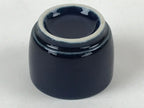 Japanese Porcelain Sake Cup Vtg Tsubomi Ochoko Guinomi Simple Dark Blue G130