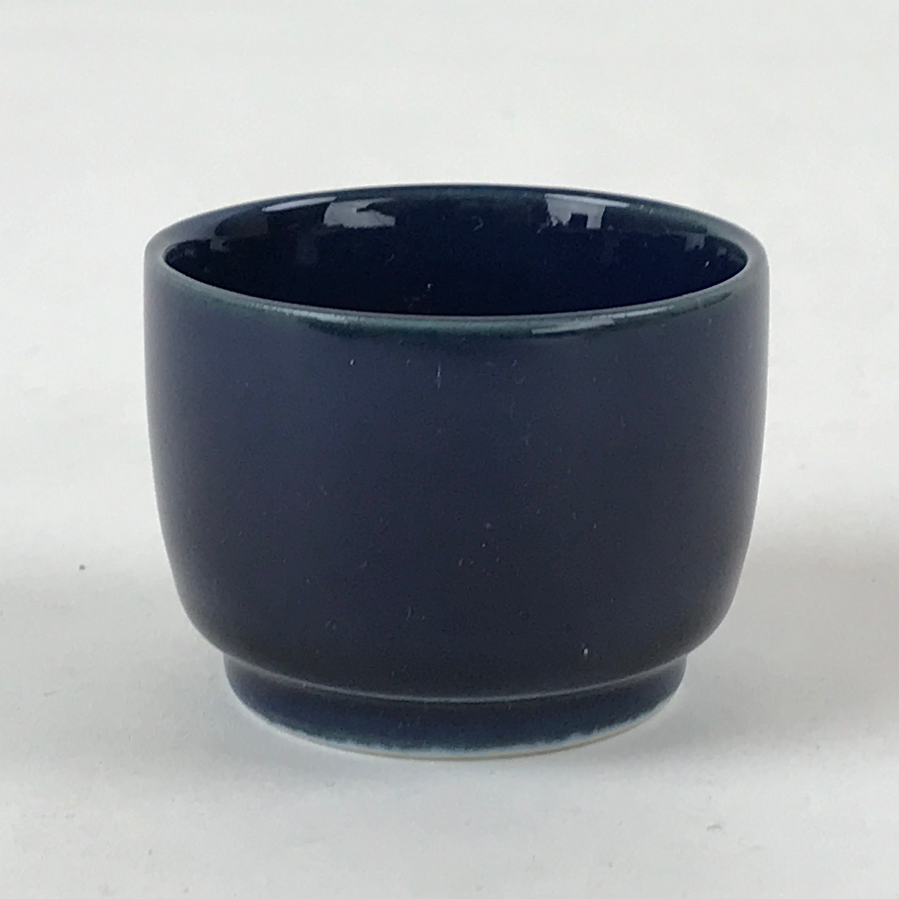Japanese Porcelain Sake Cup Vtg Tsubomi Ochoko Guinomi Simple Dark Blue G130
