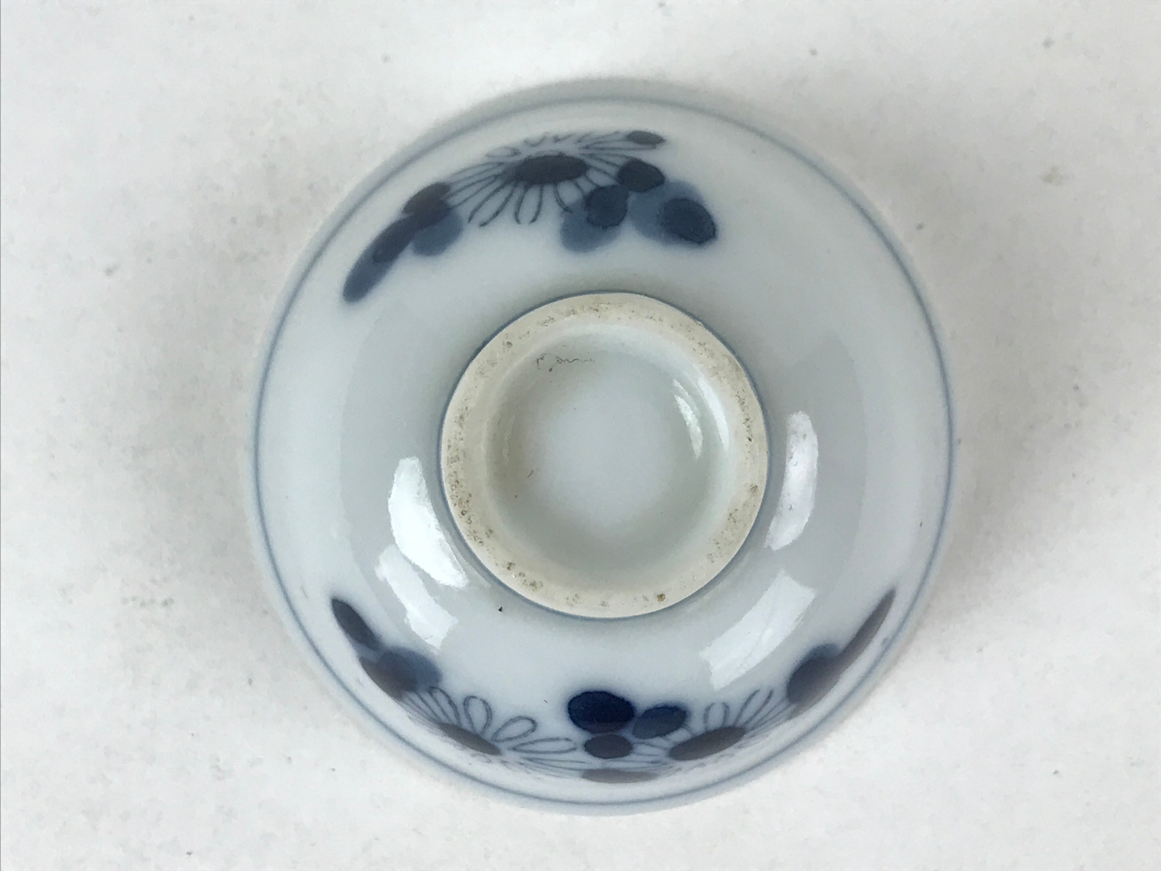 Japanese Porcelain Sake Cup Vtg Tsubomi Ochoko Sometsuke Blue Flowers G136