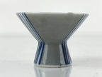 Japanese Porcelain Sake Cup Vtg Wan Ochoko Guinomi Gray Blue Stripes G157