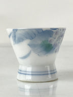 Japanese Porcelain Sake Cup Vtg Wan Ochoko Guinomi Purple Hydrangea Flower G154