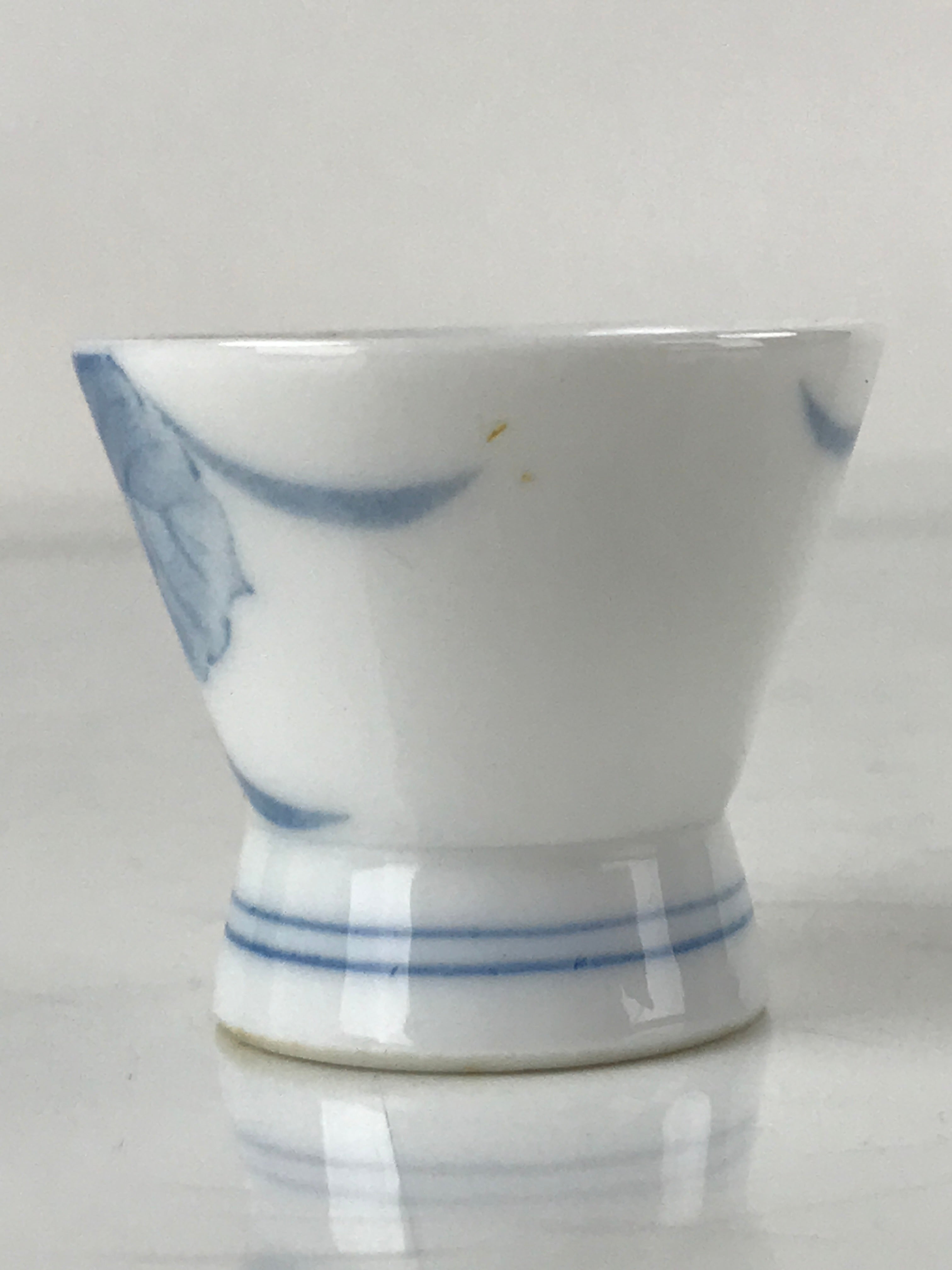 Japanese Porcelain Sake Cup Vtg Wan Ochoko Guinomi Purple Hydrangea Flower G154