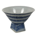 Japanese Porcelain Sake Cup Vtg Wan Ochoko Guinomi Sometsuke Blue Stripe G309