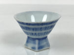 Japanese Porcelain Sake Cup Vtg Wan Ochoko Guinomi Sometsuke Blue Stripe G310