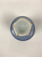 Japanese Porcelain Sake Cup Vtg Wan Ochoko Guinomi Sometsuke Blue Stripe G310
