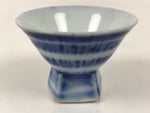 Japanese Porcelain Sake Cup Vtg Wan Ochoko Guinomi Sometsuke Blue Stripe G311