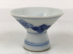Japanese Porcelain Sake Cup Vtg Wan Ochoko Guinomi White Blue Hanabishi G312